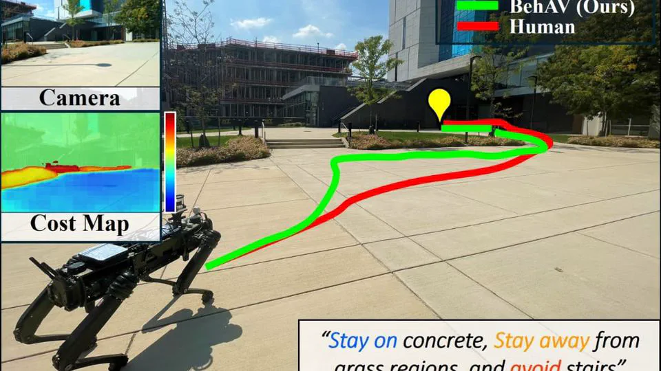 BehAV: Behavioral Rule Guided Autonomy Using VLMs for Robot Navigation in Outdoor Scenes